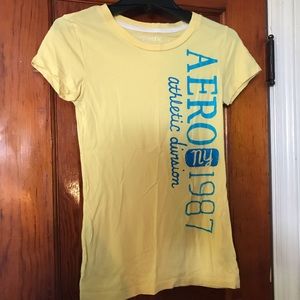 Yellow Aeropostale t shirt with blue lettering